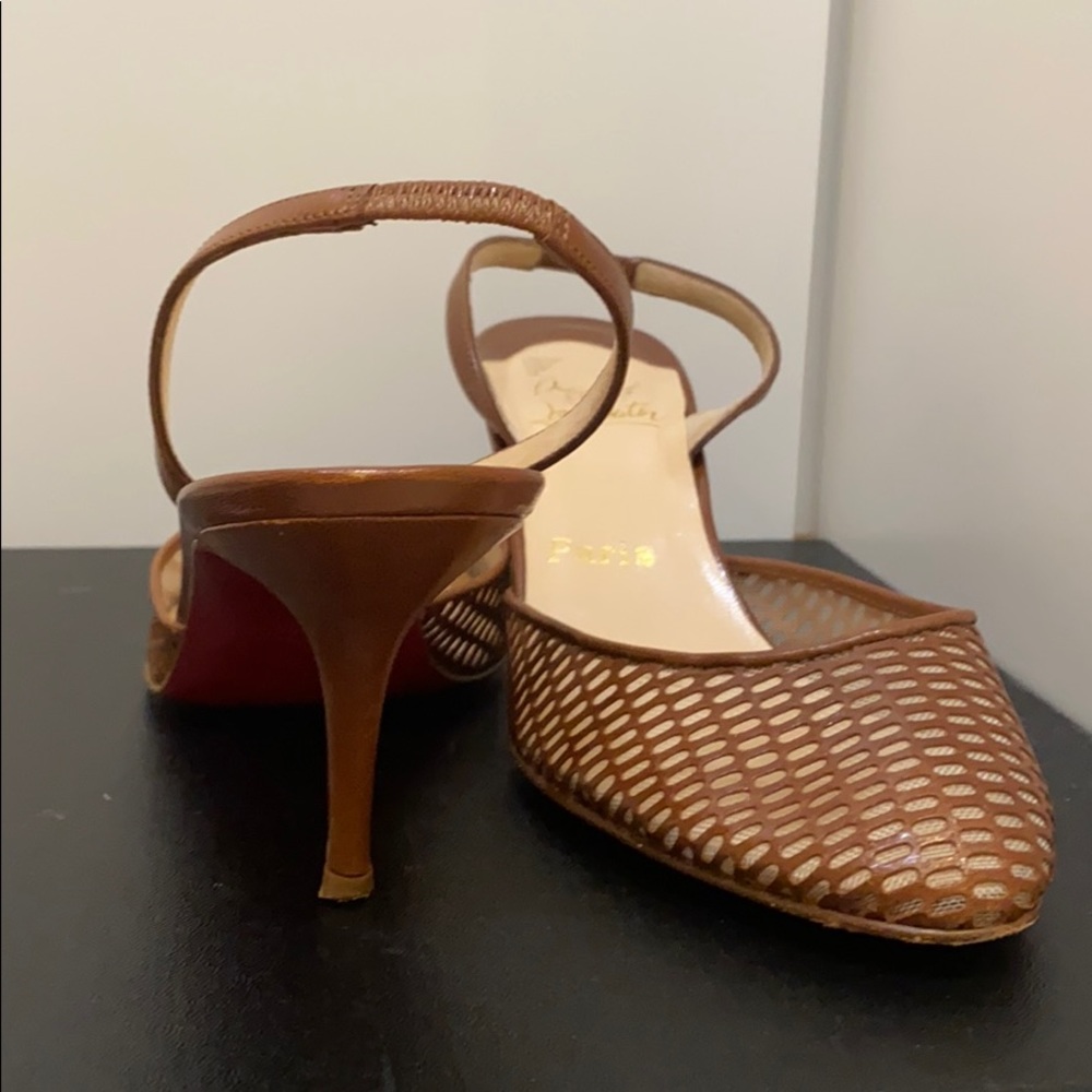 Christian Louboutin leather mesh sling back heel